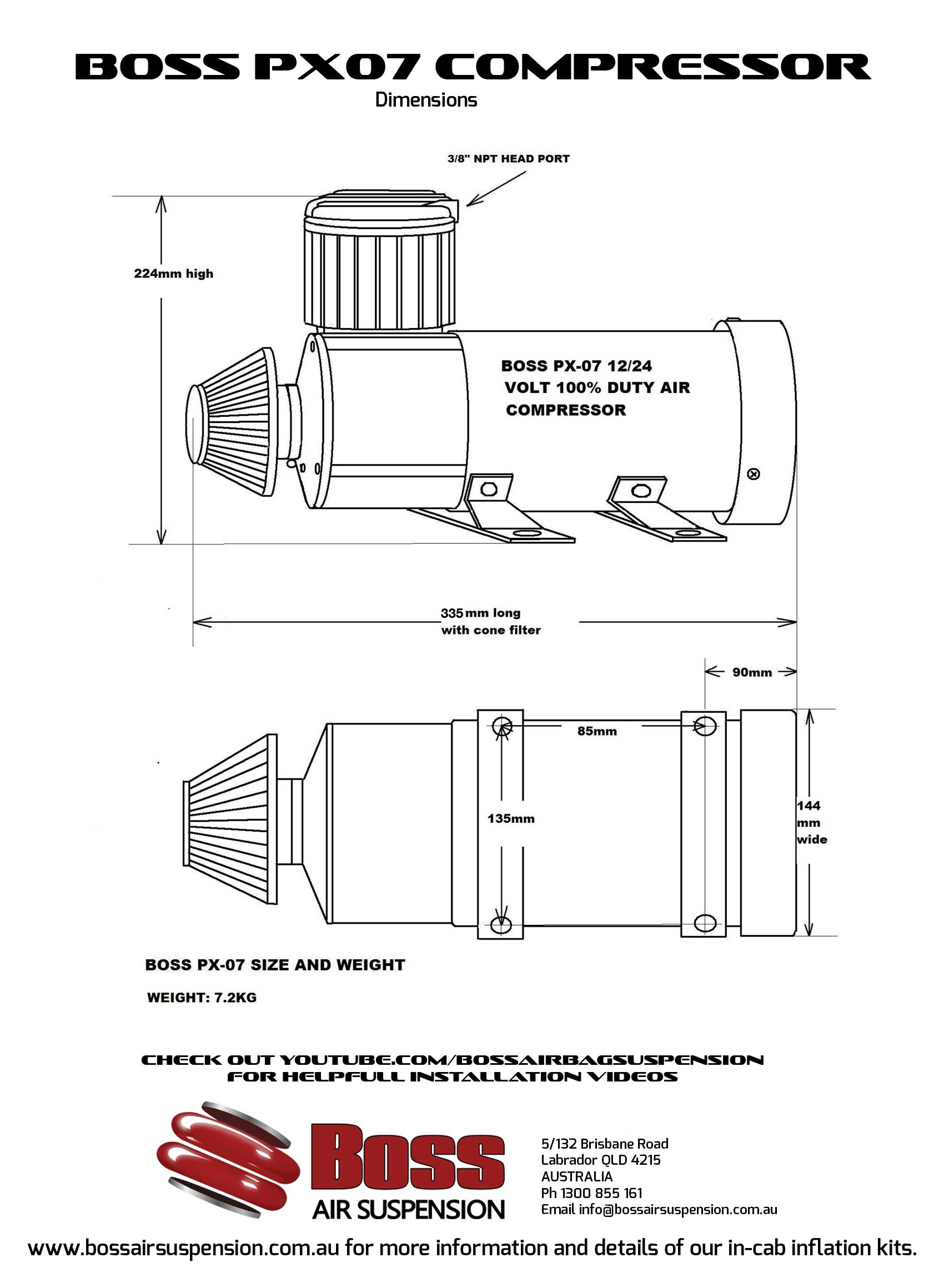 px 07 compressor dimensions