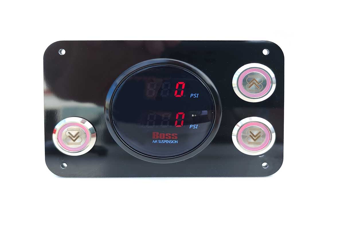 Twin LED Red Air Pressure Gauge with momentary LED Switches
